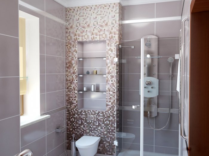 Плитка с душевой кабинкой в ванной