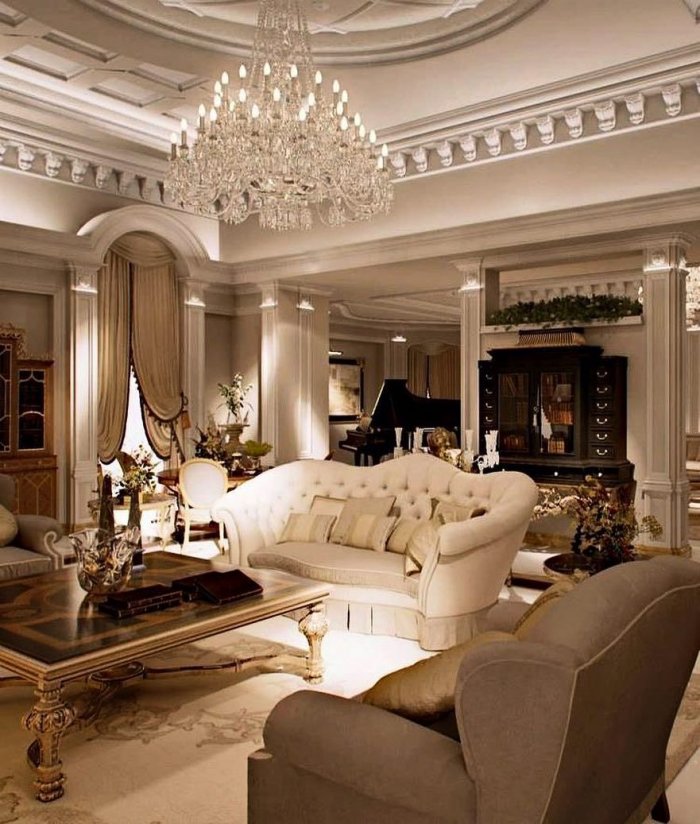 Роскошная гостиная в классическом стиле