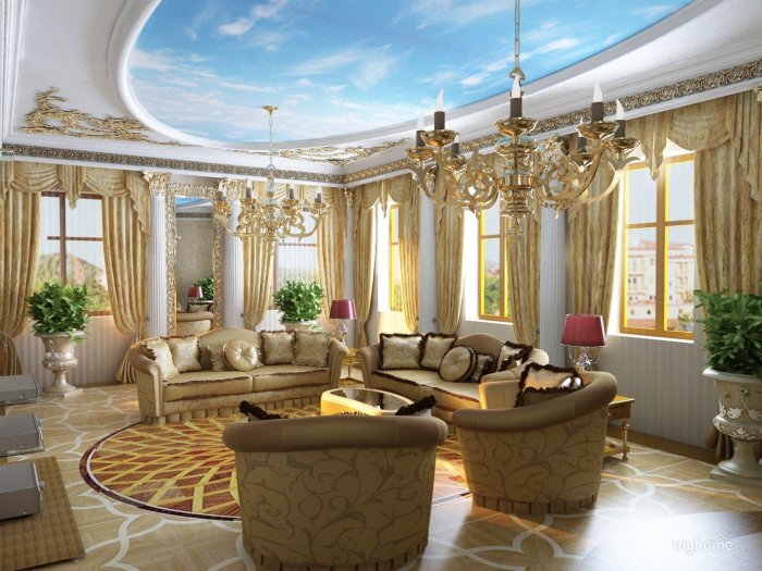 Шикарная гостиная в доме