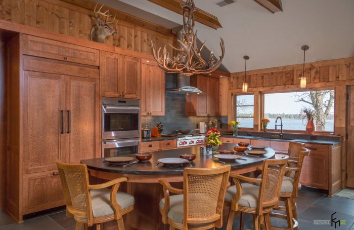 Деревянная кухня охотничий домик
