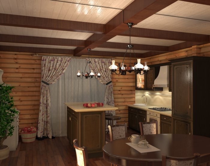 Гостиная столовая в охотничьем стиле