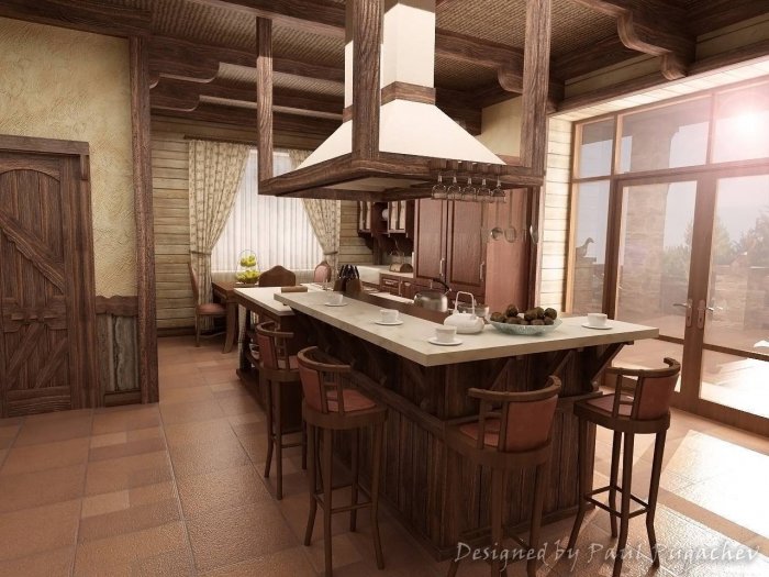 Летняя кухня в охотничьем стиле
