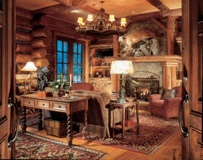 Комната в стиле охотничьего домика