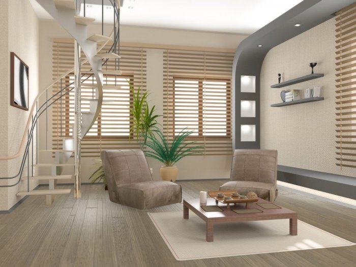 Гостиные с лестницей