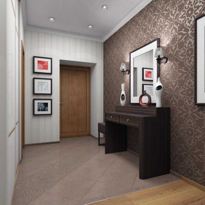 Темные обои в коридоре