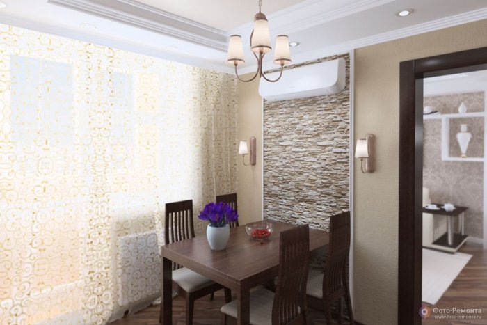 Декоративная плитка на кухне в обеденной зоне
