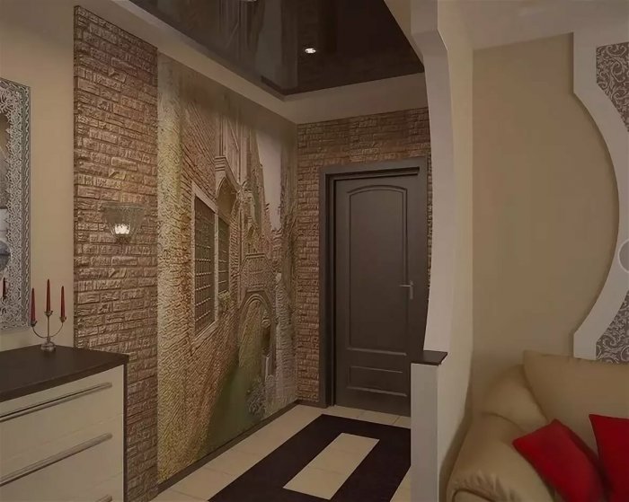 Искусственный камень в интерьере прихожей
