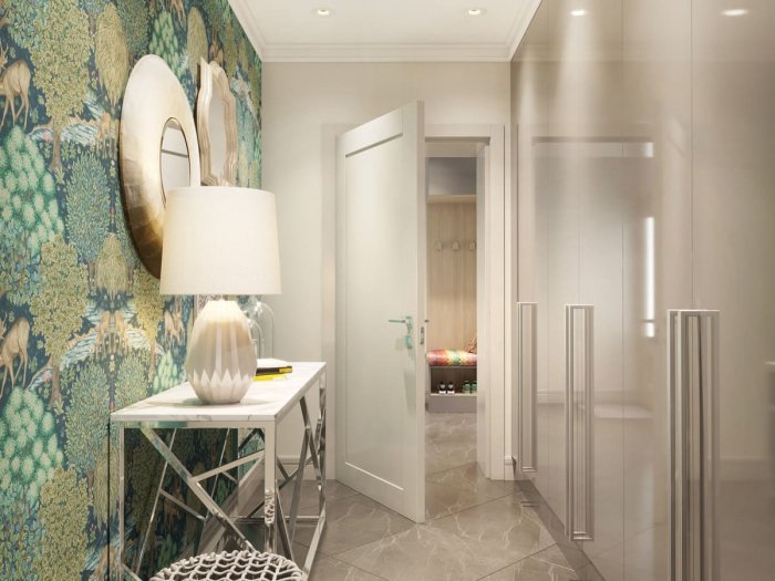 Бежево голубая прихожая