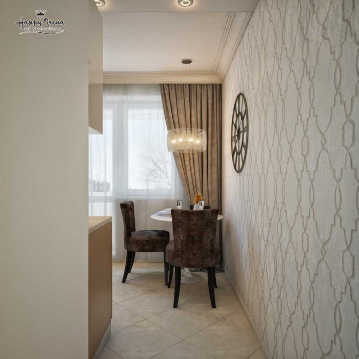 Обои в светлых тонах на кухни хрущевка