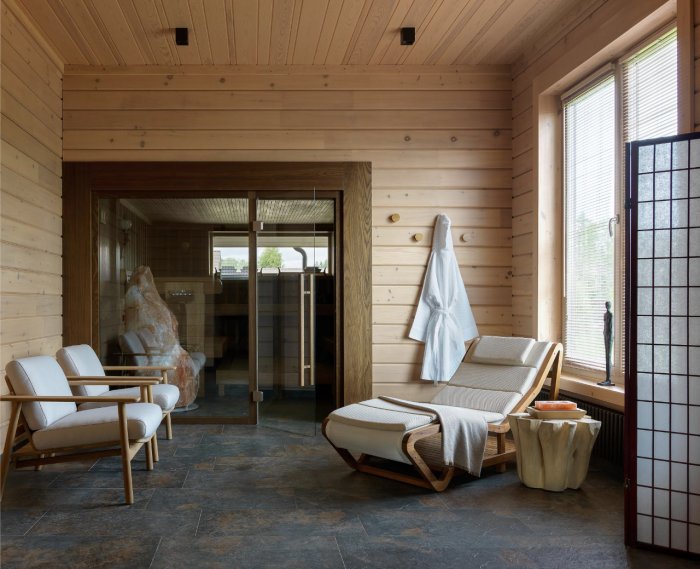 Интерьер деревянной бани