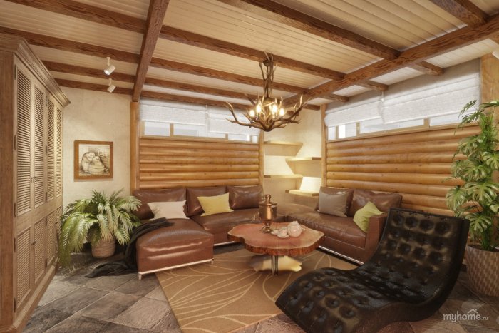 Потолок из блокхауса