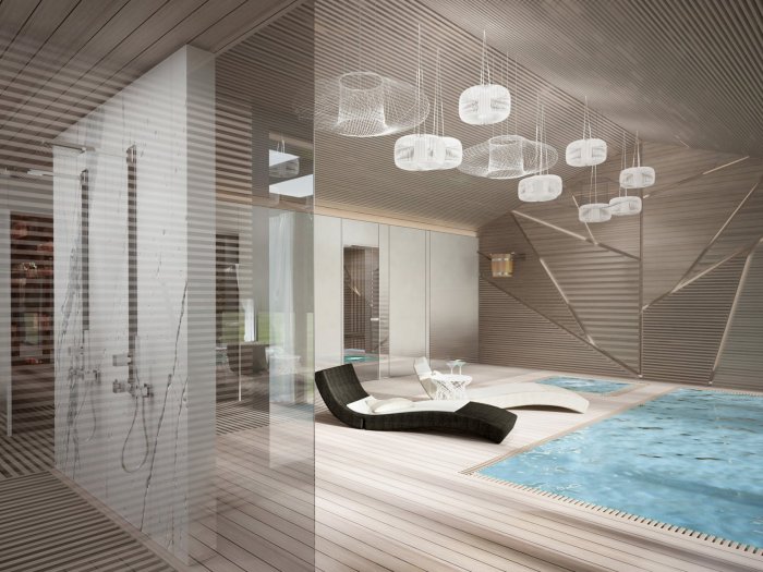 Стильный интерьер банного комплекса