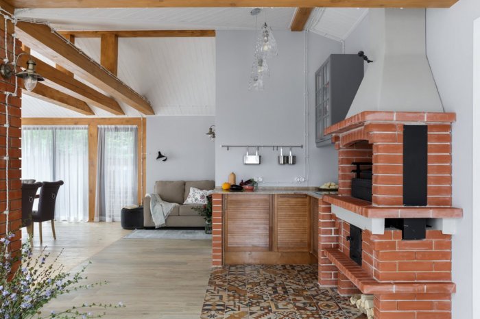 Летняя кухня с печкой