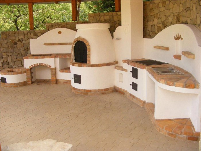 Летняя кухня с русской печкой своими руками