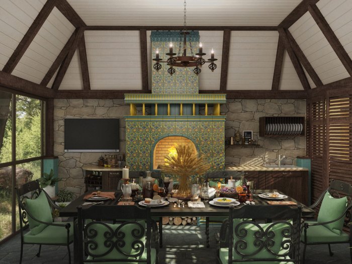 Интерьер летней кухни