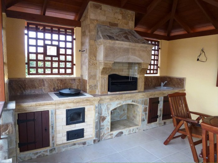 Планировка летней кухни с печкой