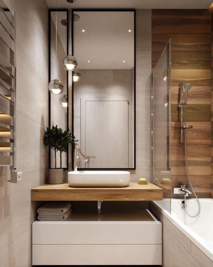 Маленькая ванная в современном стиле