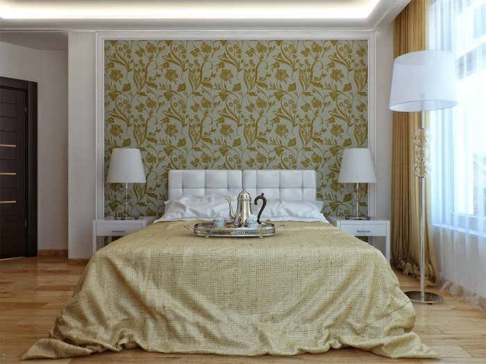 Обойные вставки в спальне