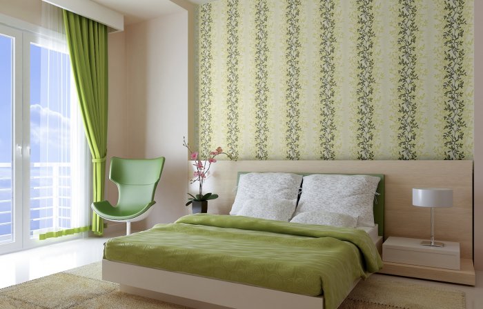 Обои для маленькой спальни комбинированные