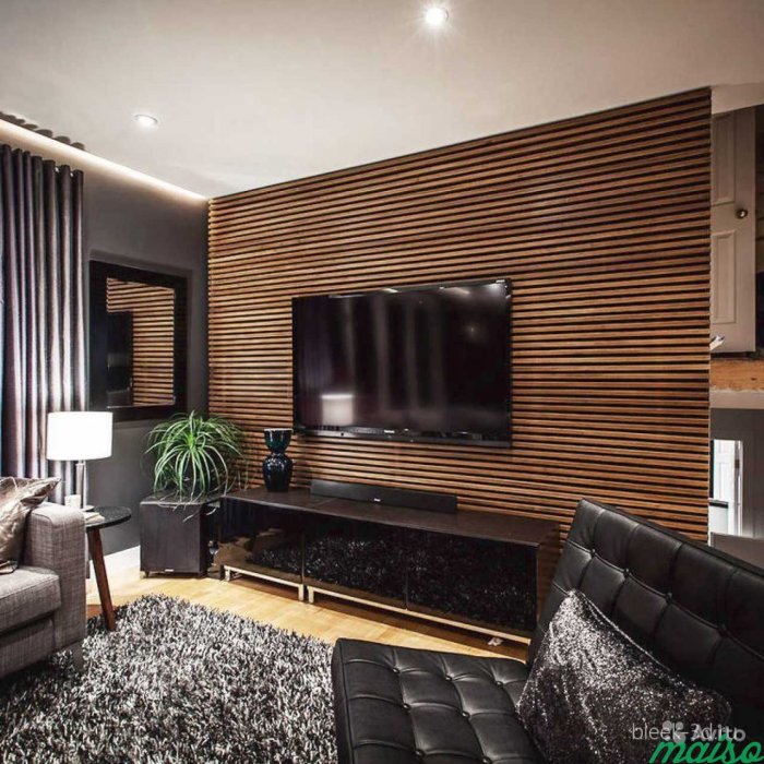 Деревянные панели в гостиной