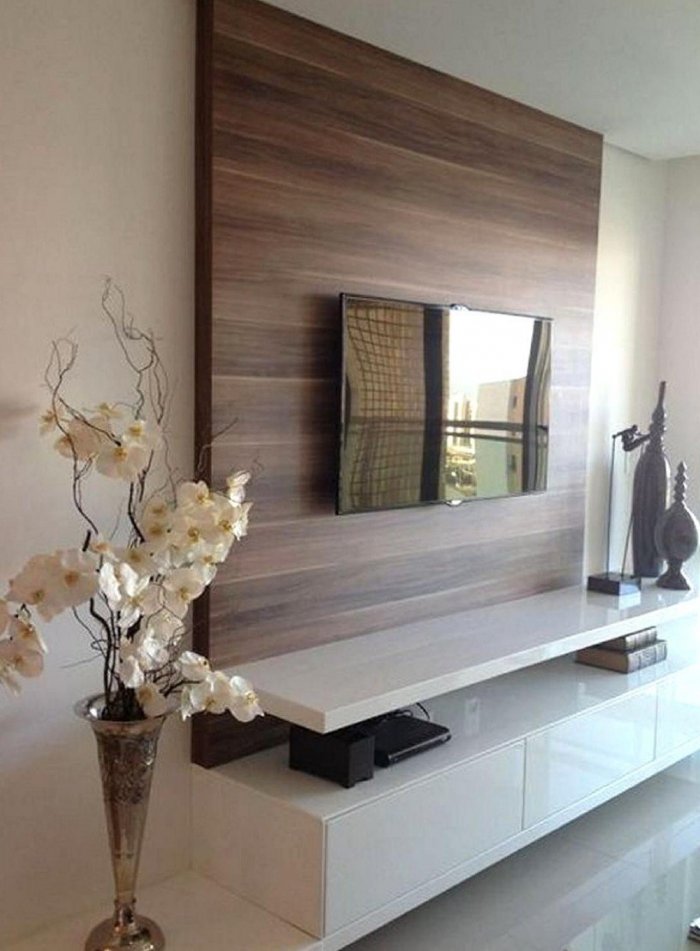 Деревянная панель на стену под телевизор