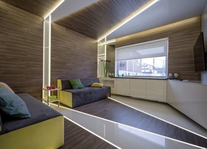 Ломинатна стена с подсветкой