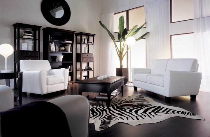 Черно белая мебель в интерьере