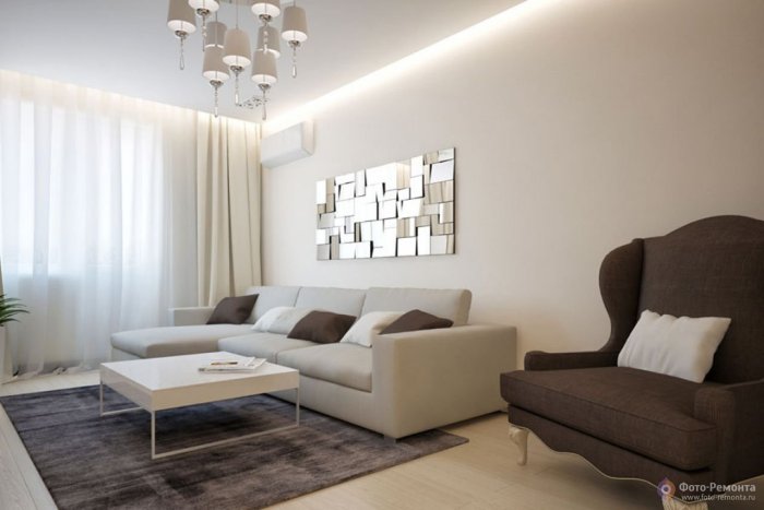 Гостиная в молочных тонах