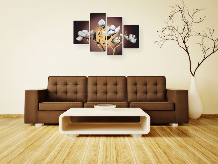 Модульные картины в гостиную над диваном