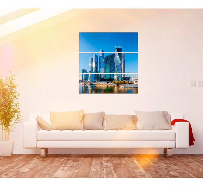 Модульные картины Москва Сити контрастный