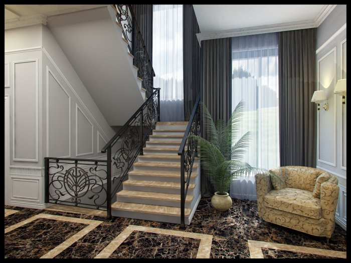 Лестничный марш в стиле Неоклассика