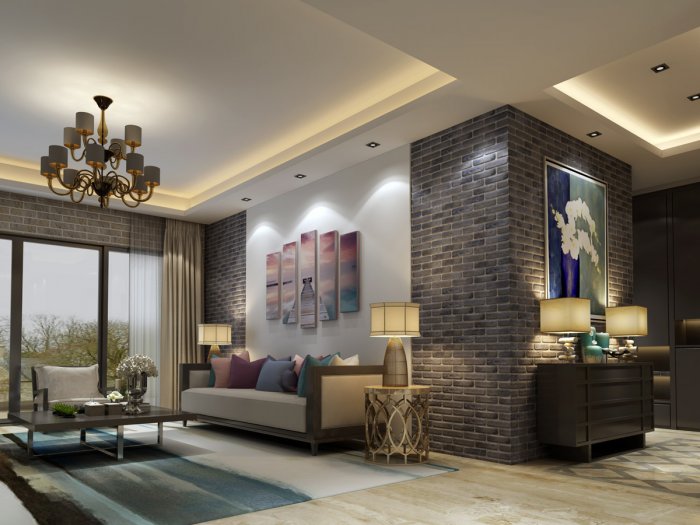 Декоративный камень в гостиной