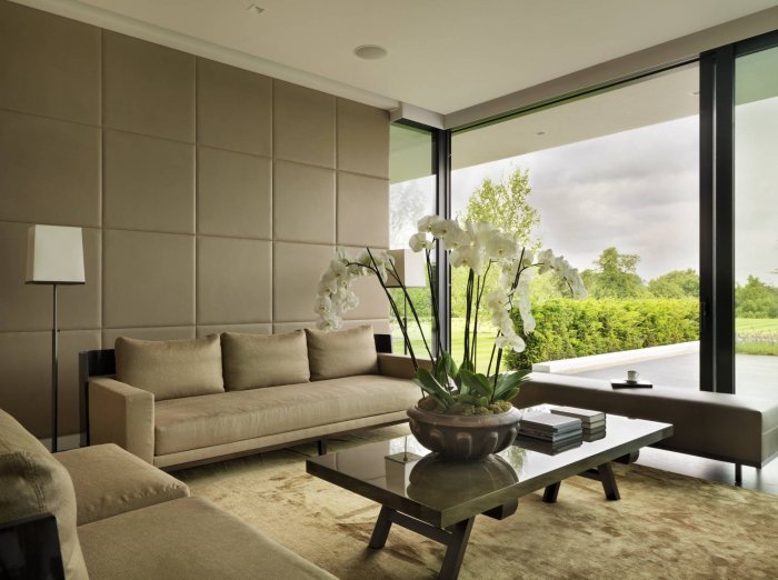 Стеновые панели в интерьере гостиной