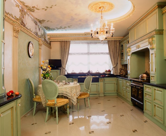Кухонный потолок в стиле Прованс