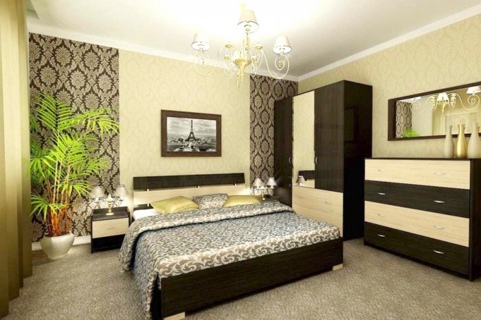 Сочетание темных и светлых обоев