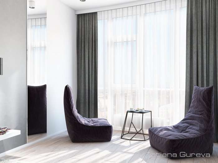 Шторы в стиле минимализма в интерьере