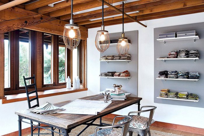 Деревянные балки в интерьере