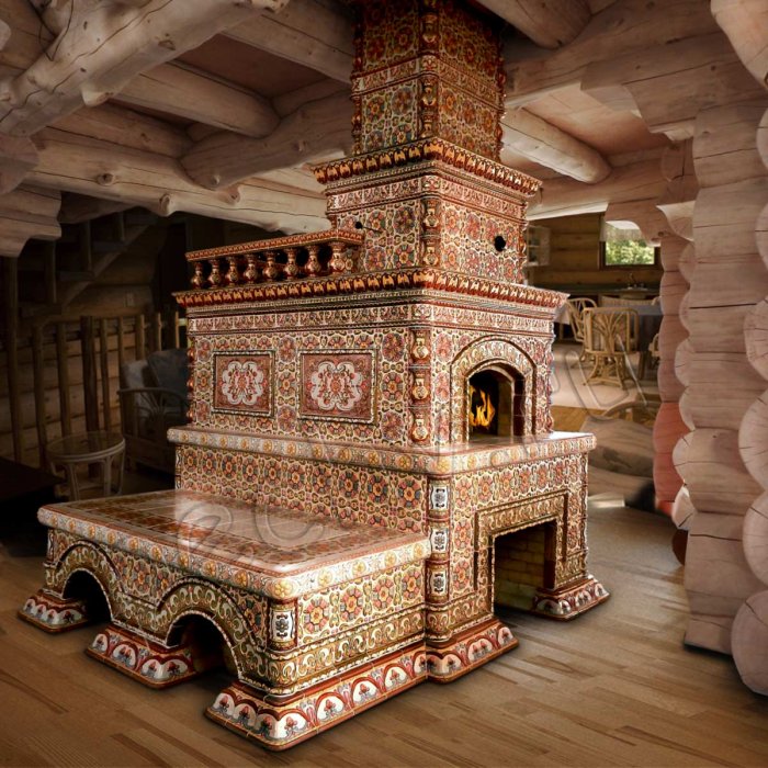 Русская печь с изразцами