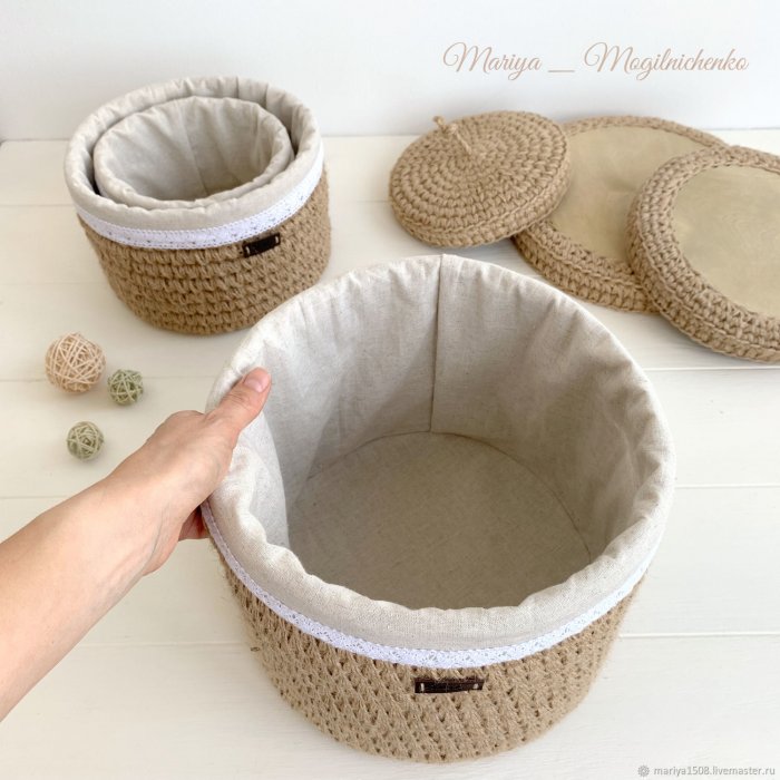 Корзинки для хранения из джута