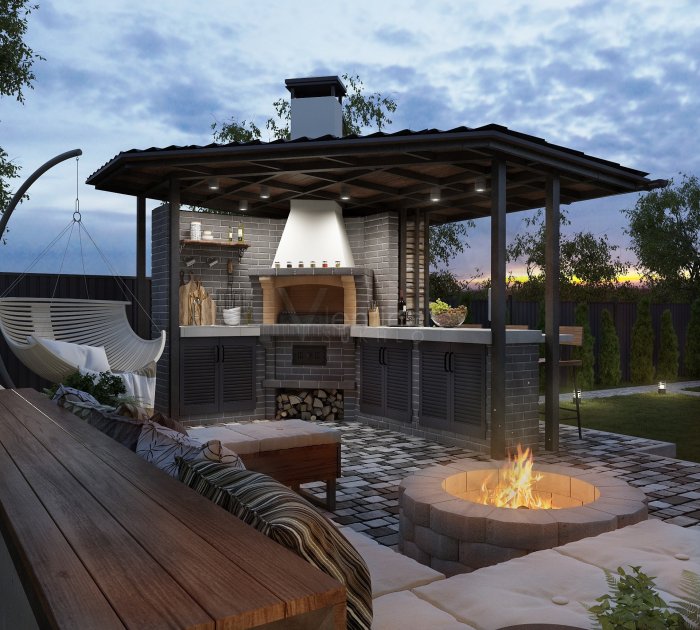 Беседка с мангальной зоной