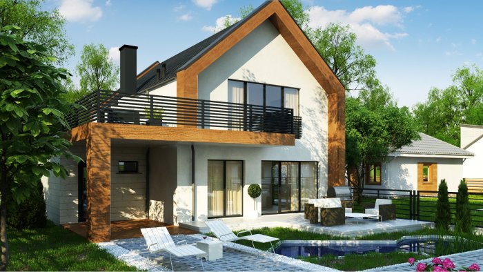 Дом с гаражом и террасой