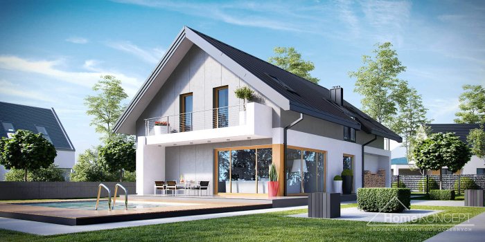 Современный мансардный дом