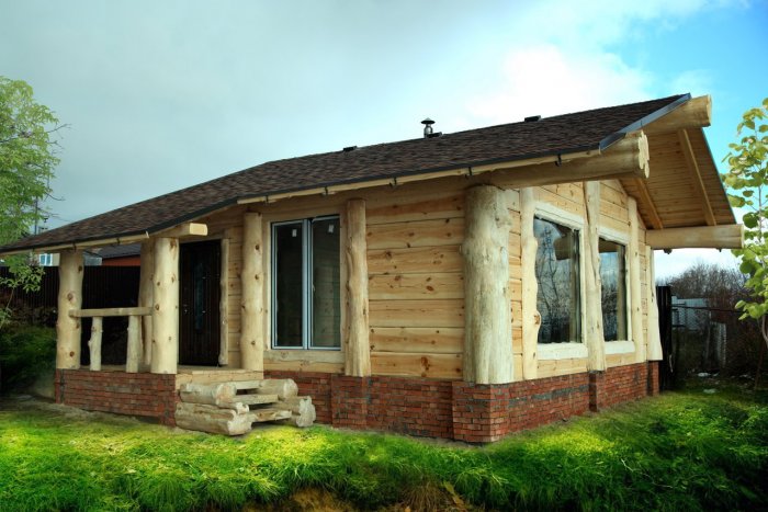 Каркасный дом из бревна