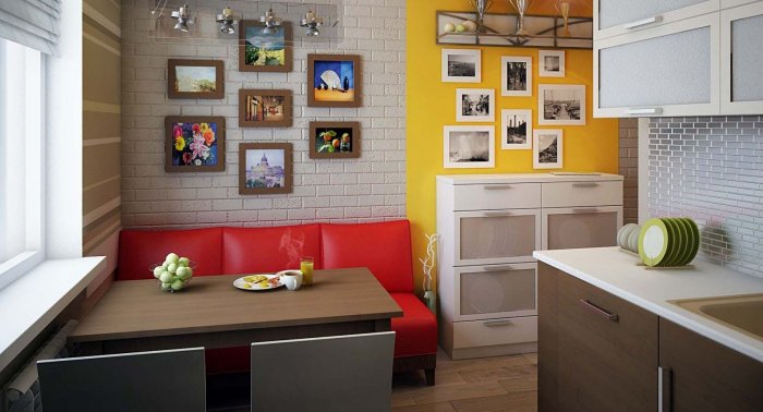 Диванчик на кухне в интерьере