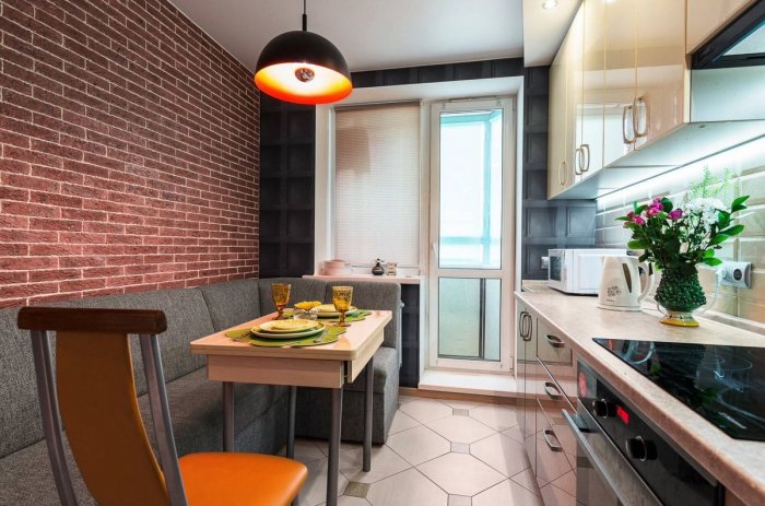 Кухня лофт 9м2