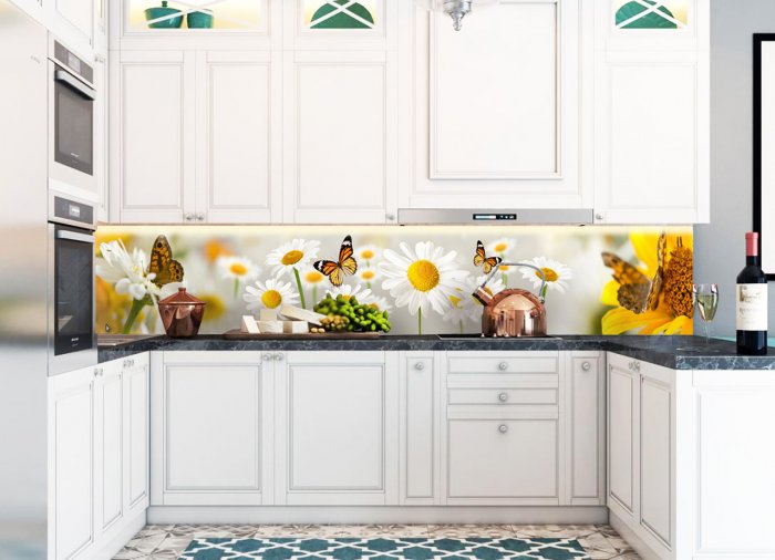 Кухонный фартук с ромашками