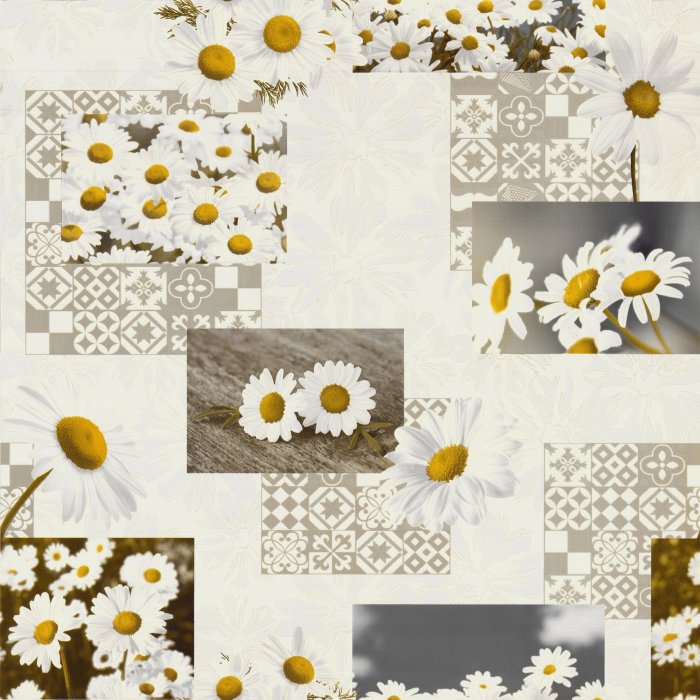 Моющиеся обои для кухни ромашки