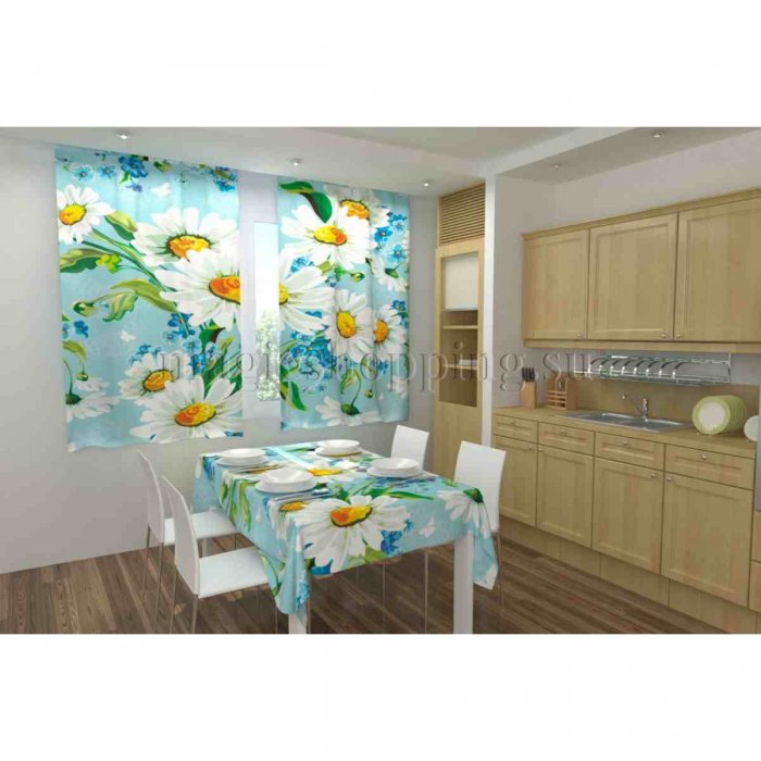 Фотошторы ромашки для кухни