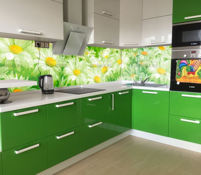Стеновые панели для зеленой кухни