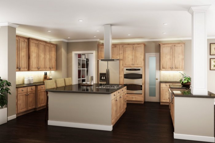 П-образная кухня совмещенная с гостиной